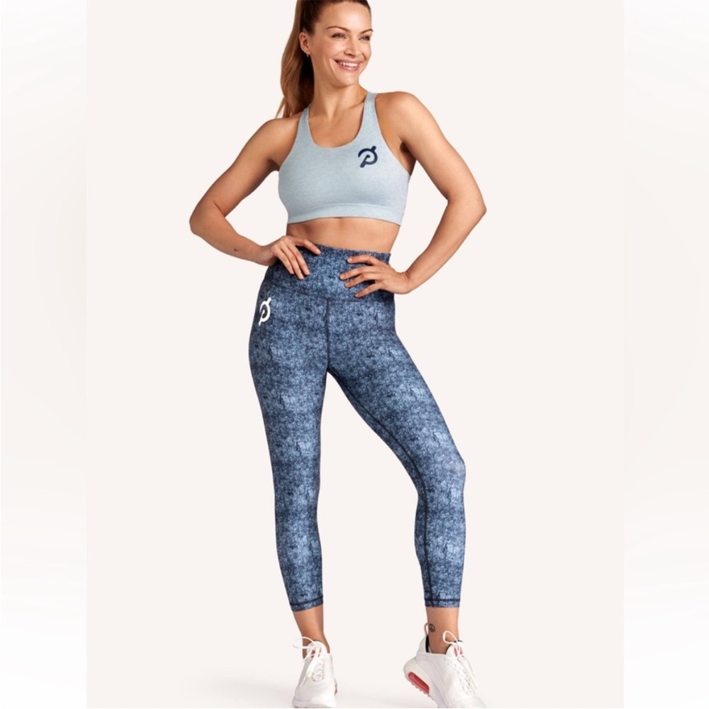 Peloton Cadence Blue Gray Cropped Leggings Size Large